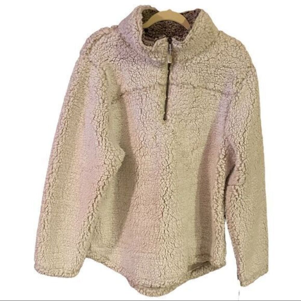 NWT Green Tea Women's 1/4 Zip Pullover‎ Sherpa Sweater Jacket Tan Size 2XL